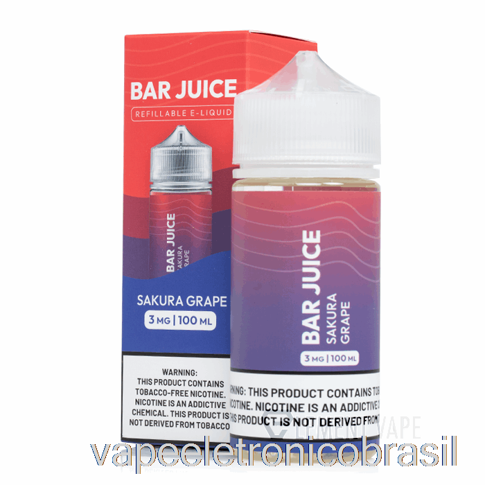 Vape Recarregável Uva Sakura - Suco Em Barra - 100ml 0mg